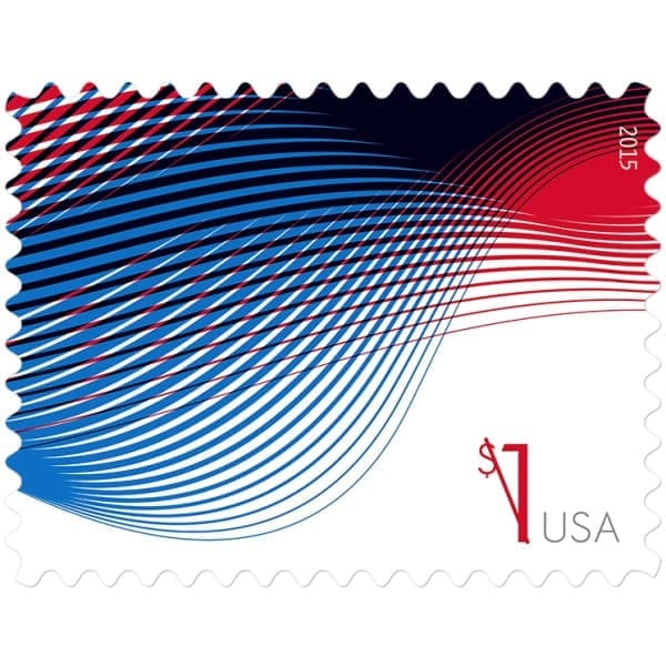 $1 Patriotic Wavy Lines Stamp