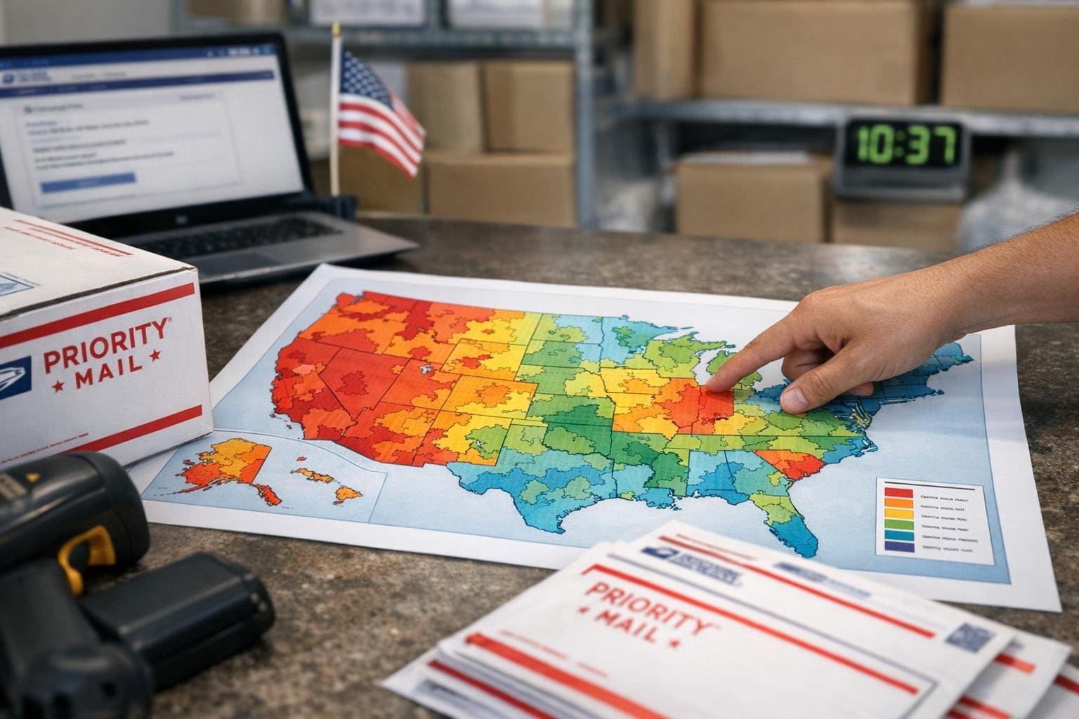 priority mail delivery time map
